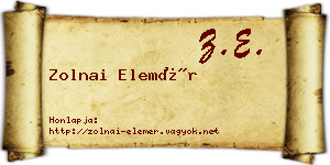 Zolnai Elemér névjegykártya